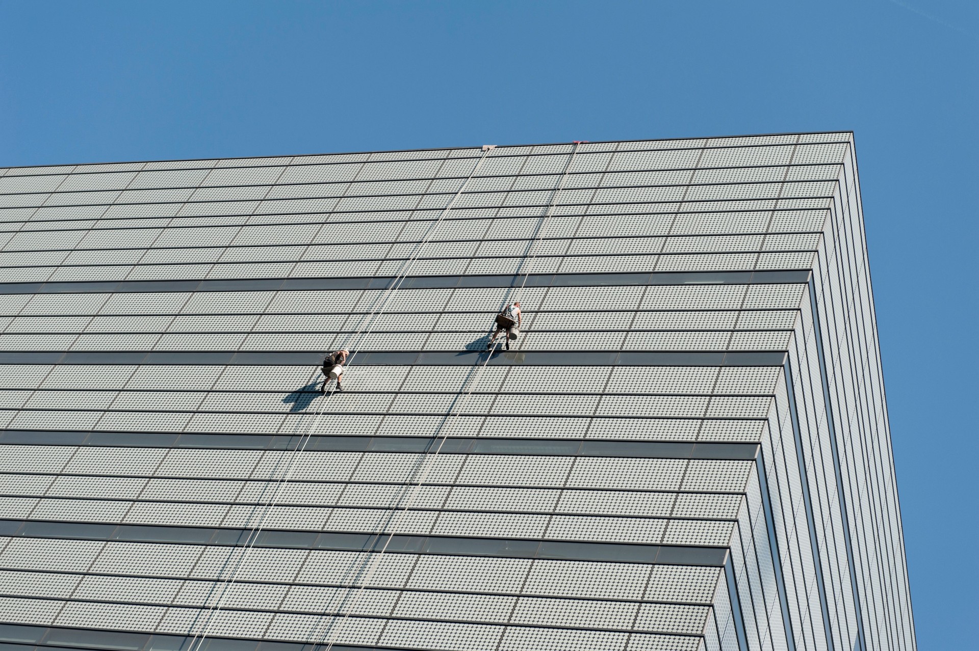 window cleaners at work in downtown Toronto